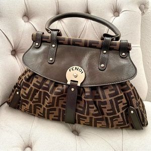 🤎 Fendi Zucca magic top handle 8BN144 bag Leather W/ Canvas Brown